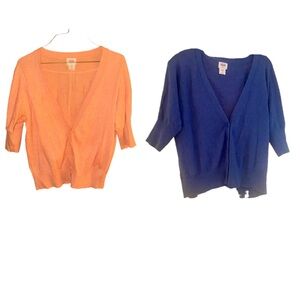 Set of 2 Mossimo Doman Short Sleeve Sweater - Dusty Blue & Salmon Pink Small